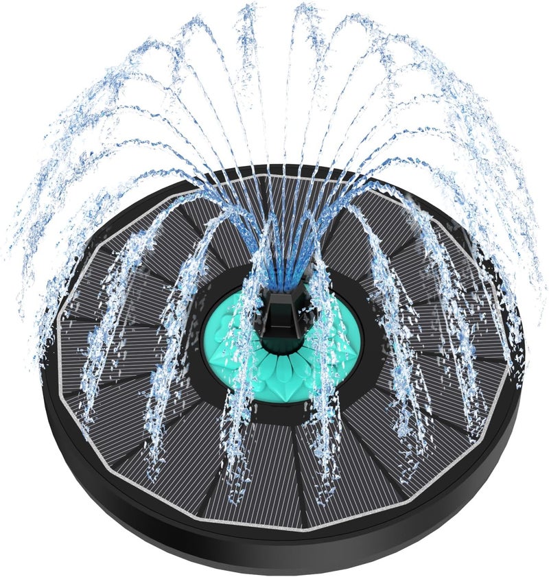 GAIZERL Solar Fountain with Cyan Flower - Attract Birds - Upgrade 3.5W Solar Bird Bath Fountains, Solar Powered Water Feature Fountain Pump with 7 Nozzles for Hummingbirds, Garden, Pool, and Pond - Image 1